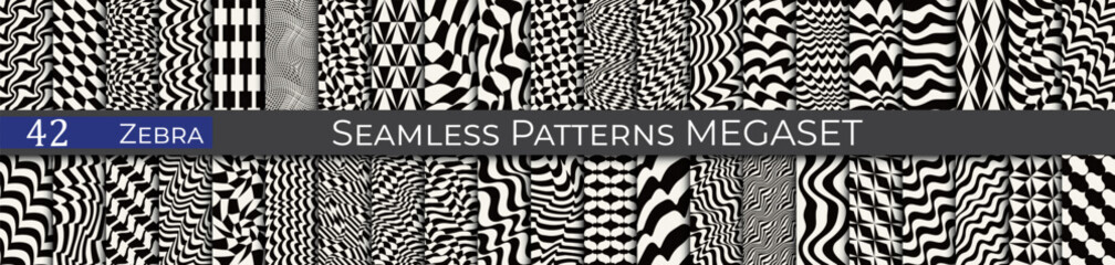 Wall Mural - Cool vector zebra pattern set. Hipster minimal pattern collection.