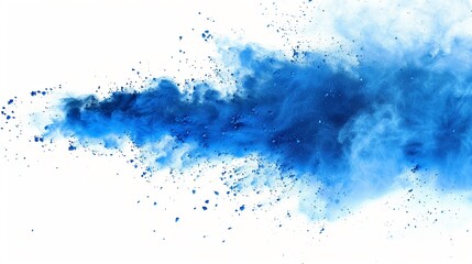 Wall Mural -  blue cyan holi paint color powder festival explosion isolated white background. industrial print concept background 