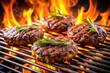 © Yulia - Grilled burger on the grill with flames. Selective focus.