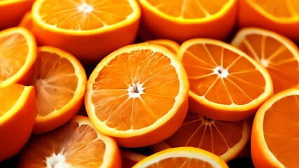 Wall Mural -  Freshly sliced oranges vibrant and juicy