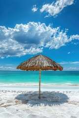 Wall Mural - Bamboo Umbrella on a Sunny Beach