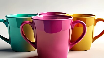 Wall Mural -  Vibrant mugs a splash of color in your kitchen