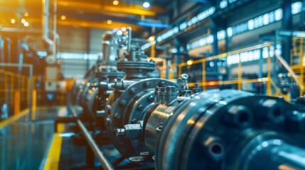 A close-up of industrial machinery in a factory setting