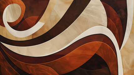 Wall Mural - Dark chestnut brown, burnt sienna, & soft cream Constructivism art background