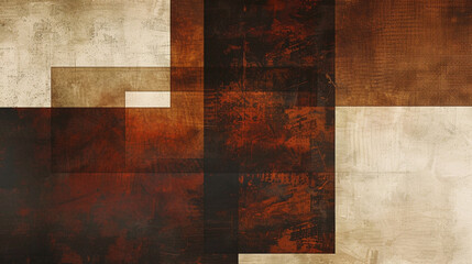 Wall Mural - Dark chestnut brown, burnt sienna, & soft cream Suprematism art background