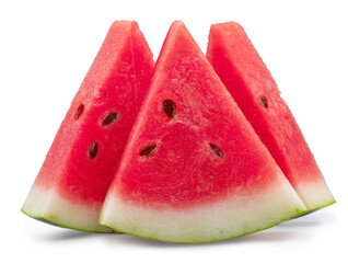 Wall Mural - Watermelon triangle slices isolated on white background. Clipping path.