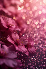 Aufkleber - Smooth gradient from deep maroon to blush pink with delicate sparkling particles, creating a stunning and refined design,