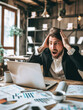 © Ryan - Stressed Businessman Overwhelmed with Work at Rustic Office Desk