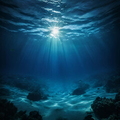 Wall Mural - underwater scene with rays of light