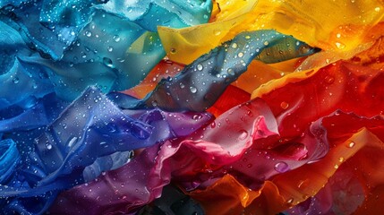 Poster - A rainbow of cloth scraps tumbles chaotically in the midst of a monsoon storm their patterns and colors blending together in a wet disorienting blur.