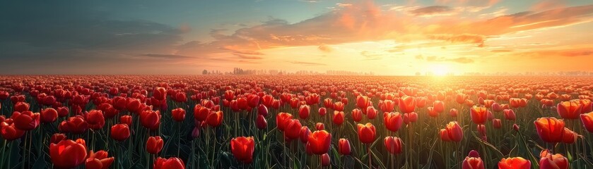 Wall Mural - Tulips flowers background
