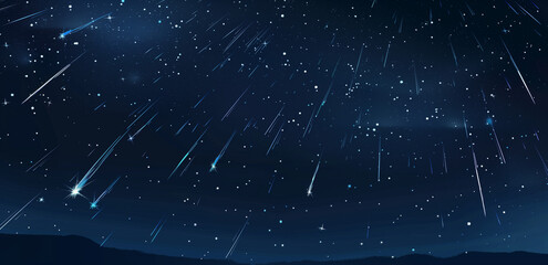 Wall Mural - starry sky background with shooting stars vector illustration, simple flat design with a dark blue c