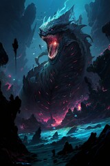 Wall Mural - dark monster demon attacking