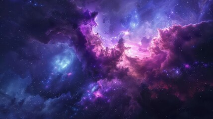 Wall Mural - Vibrant cosmic nebula with swirling purple and blue hues 