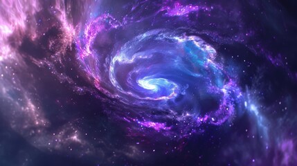 Wall Mural - Vibrant cosmic nebula with swirling purple and blue hues 