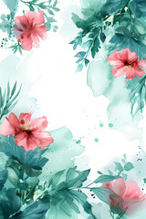 Wall Mural - Floral Watercolor Frame