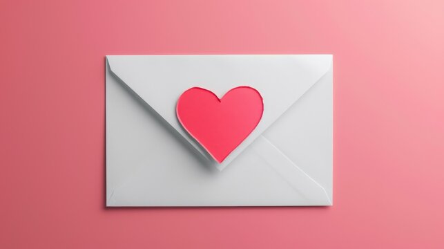 White envelope with heart sign isolated