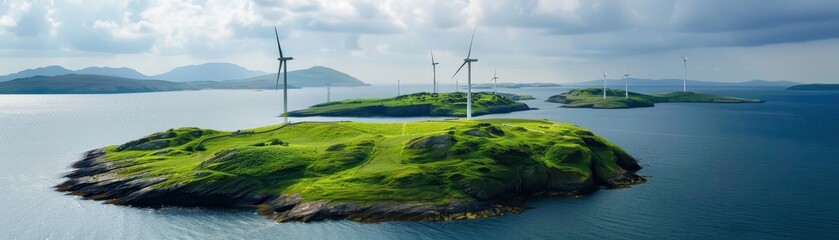 Canvas Print - Wind turbines on a small island