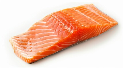 Wall Mural - Fresh raw salmon fillet on a white background. Seafood and healthy eating concept