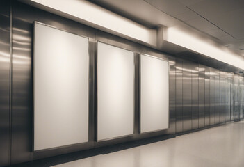 Wall Mural - Two blank vertical blank billboards or poster in the elevator hall