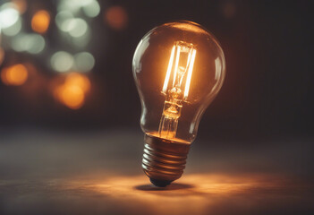 Wall Mural - Warm colored and active bulb on a dark background