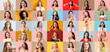 © Pixel-Shot - Big collage of attractive young women with lipsticks on color background