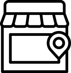 Poster - Simple line icon of a location pin marking a store on a map, representing online shopping and store location