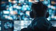 © DigitalMagicVisions - Professional data analyst monitoring technology on multiple screens. Highlighting focus, data analysis, and modern tech innovation.