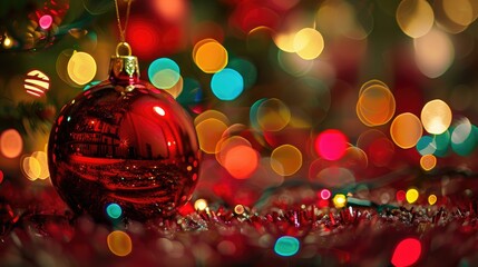 Wall Mural - blurred bokeh effect of holiday lights