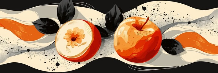 Wall Mural - Elegant Abstract Fruit Background With Apples