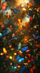 Canvas Print - a bunch of butterflies are flying around in the air. ai.