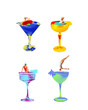 © master1305 - Girls in retro swimsuits relaxing on various cocktails against white background. Set of sweet and sour drinks. Contemporary art collage. Concept of summer, vacation, relaxation, alcohol drink