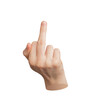 © valiantsin - Hand gesture, middle finger up. Isolated on white background. Rude sign, woman showing offensive symbol. Aggressive expression, obscene language, indecent and insulting. Fuck you., transparent PNG