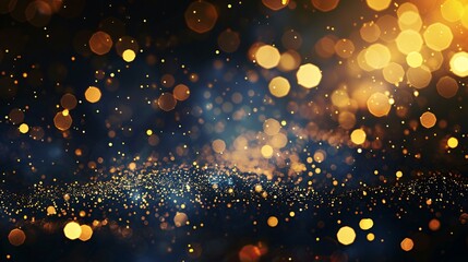 Gold garland sparkling brightly on a dark background.