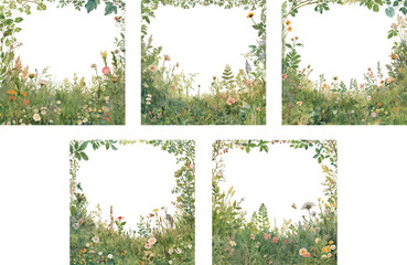 Wall Mural - forest frame border watercolor clipart