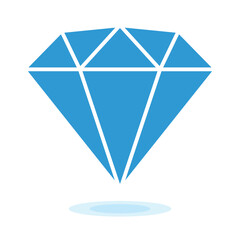 Diamond isolated on white background vector illustration. Flat vector design. Jewelry, gem, luxury and rich symbol. Blue diamond symbol. Jewelry shop sign. Jewelry logo design.