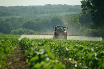 Sticker - A tractor spraying soy field