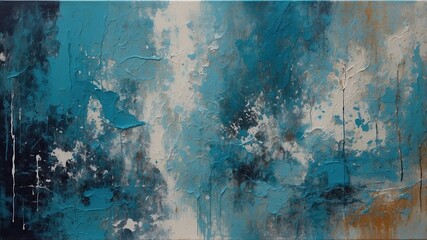 Wall Mural - Abstract watercolor painting wallpaper with space. Blue grunge texture background