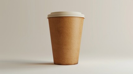 Wall Mural - A single serve coffee cup filled with freshly brewed coffee sitting on a clean white surface