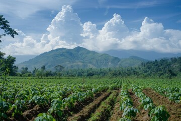 Canvas Print - Cassava farm with scenic view