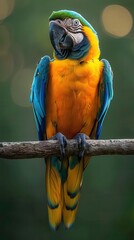 Wall Mural - colorful bird sitting on a branch in a forest