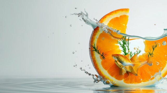 Orange Splash with Goldfish