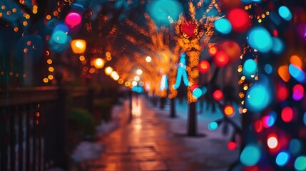 Canvas Print - Celebration with festive lights