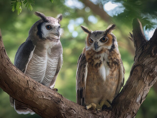 owls sitting on a tree