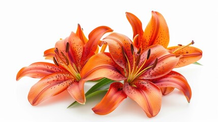 Wall Mural - Fresh lily flowers isolated on white background