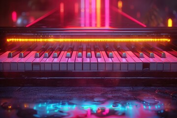 Wall Mural - Neon Piano Keys under a Glow