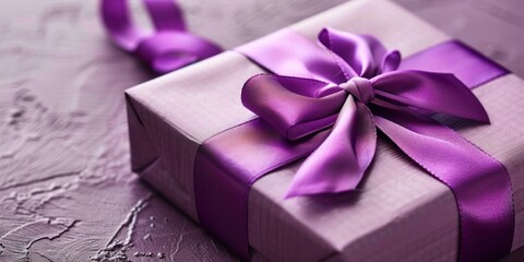 Wall Mural - Purple Gift Box with Satin Bow