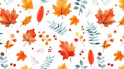 Wall Mural - Vector Pattern of Autumn. Colorful Vector Illustration for Autumn. Light Warm Color Pattern