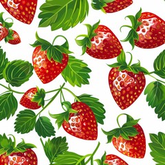 Wall Mural - Vector Pattern of Fruits. Strawberry Pattern in Colorful. Reference of Fruits Illustration