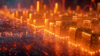 Fototapete - This Gold bars shimmer with warm light, lined up against a dark background. Luxury concept